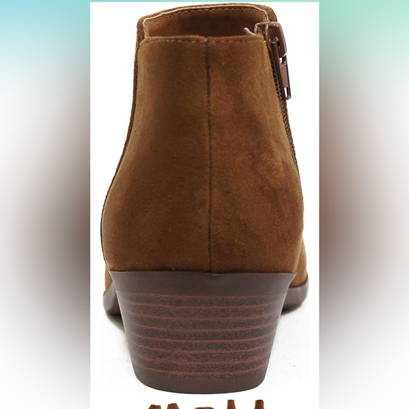 Soda Women's Mug Round Toe Faux Suede Stacked Heel Western Ankle Bootie - Picture 11 of 12